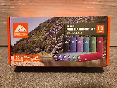 Ozark Trail 12-pack Mini LED Flashlight Set - 50 Lumens 6 Colors + 36 Batteries • $16.56