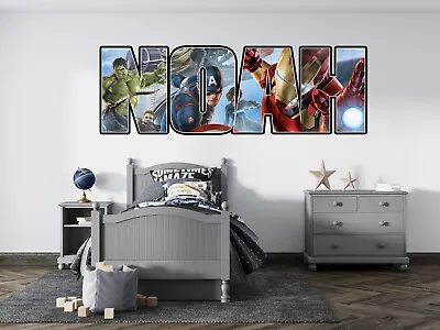 The Avengers Personalised Custom Name Decal Wall Sticker Superheroes Decor Art • $28.85