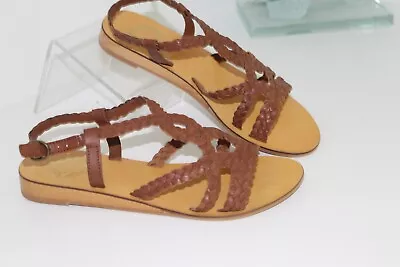 NWOT Ecoté ~ Women’s Strappy Braided Leather Sandals Brown ~ Size 6 • $35