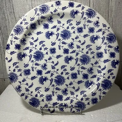 Quadrifoglio Pier 1 Imports Floral Blue White Ceramic Dinner Plate NOS • $13