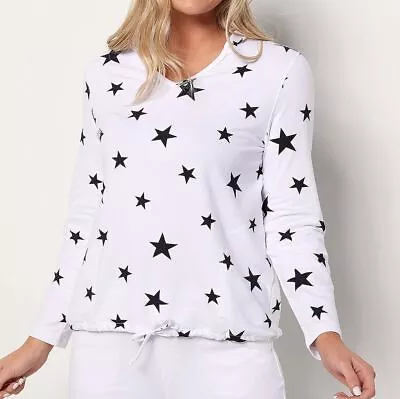 Quacker Factory Size 3X White French Terry Star Bright Hoodie • $24.99