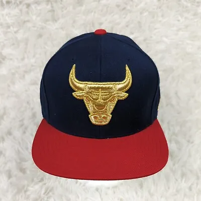 Chicago Bulls Mitchell And Ness Snapback Hat 2 Tone Gold Red Blue Cap EUC • $19.97