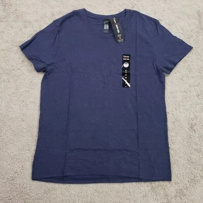 $10.49 • Buy Hanes T Shirt Mens Medium Navy Blue V-Neck Premium FreshIQ Black Label