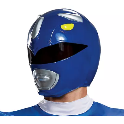 Disguise Licensed Mighty Morphin Power Rangers Blue Adult Helmet Mask Men 79725 • $14.16