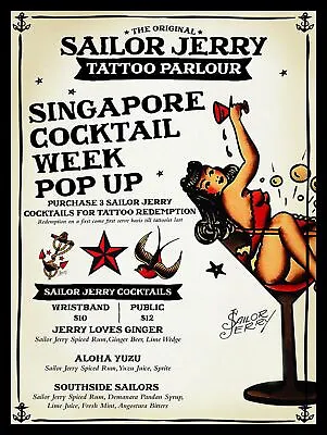 Sailor Jerry Tattoo Parlour Retro Metal Sign/Plaque Gift Man Cave Bar/ Pub • £3.93