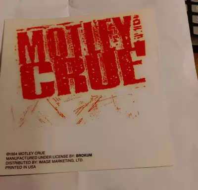 Motley Crue Sticker 1994  Collectible Rare Vintage  Static Window Cling  1994 • $8.99