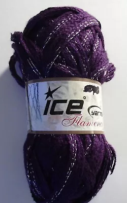 ICE Yarns Flamenco Glitz Fashion Yarn Acrylic Blend Mesh ~ Purple W/Silver 1 Sk • $4.50