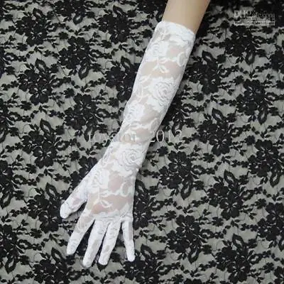 £3.99 • Buy UK Ladies Sexy White Lace Long Gloves     Costume '' Wedding '' Burlesque'' 44cm