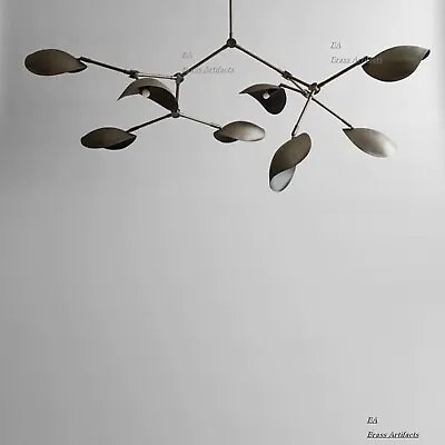 1950s Vintage Stilnovo Modern Brass Sputnik Chandelier With Branch Cut Shade • $329