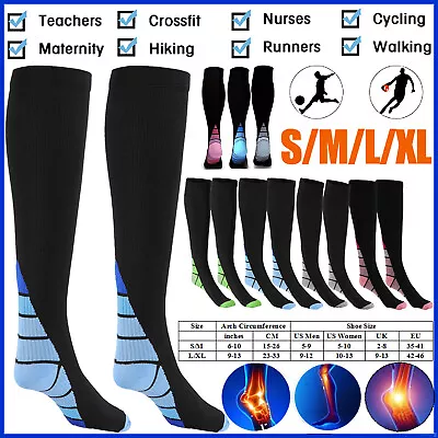 Unisex Medical Compression Socks Varicose Veins Calf Leg Support Stocking Sports • £3.99