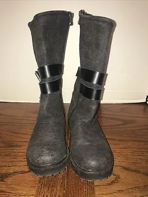 Blowfish Malibu Rider Boots Womens Size 6 Mid Calf Zip Up Black • $19