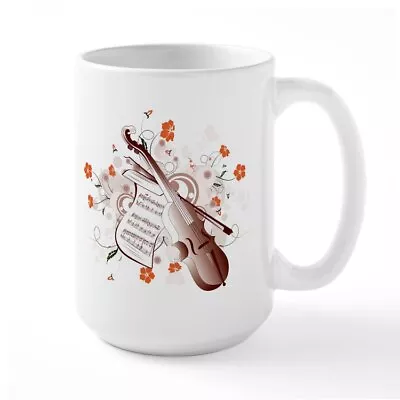 CafePress Floral Violin Coffee Mug Large 15 Oz. White Coffee Cup (1672468383) • $17.99