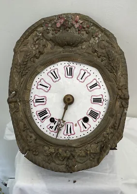 Antique French Morbier Comtoise Grandfather Clock Brass Enamel Coil Chiming • $149