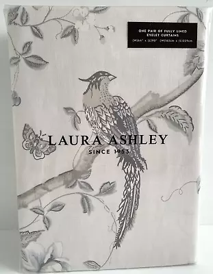 Laura Ashley Summer Palace Grey Eyelet Curtains 64 X 54  - 162cm X 137cm L BNIP • £49.99