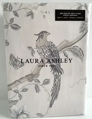 Laura Ashley Summer Palace Grey Eyelet Curtains 64 X 90  - 162cm X 228cm L BNIP • £89.99