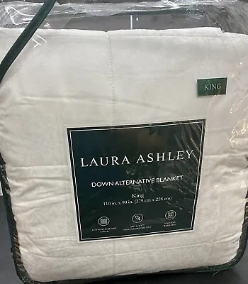 Laura Ashley Down Alternative Blanket 400T Cotton King White • $149