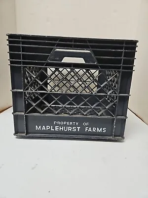 Vintage MAPLEHURST FARMS Dairy Milk Bottle Crate Dark Grey Plastic Erie Crate PA • $14.99