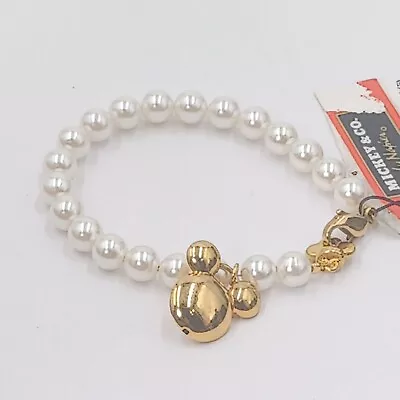 Mickey & Co. By Napier Disney Collectible Minnie Gold Tone Charm Pearls Bracelet • $55.20