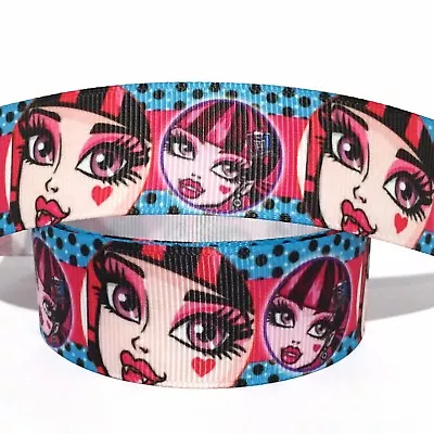 GROSGRAIN RIBBON 1  MONSTER HIGH PRINTED FOR HAIRBOWS M1P Halloween - Christmas • $1.09