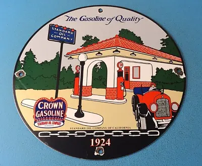 Vintage Standard Crown Sign - Porcelain Gas Standard Motor Oil Pump Plate Sign • $144.47