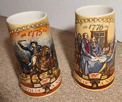 Vintage Miller High Life “Birth Of A Nation” Beer Stein FIRST & SECOND IN SERIES • $30