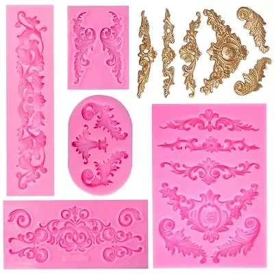£9.72 • Buy Silicone Fondant Mould Relief Baroque Cake Lace Flower Border Sugar Mold