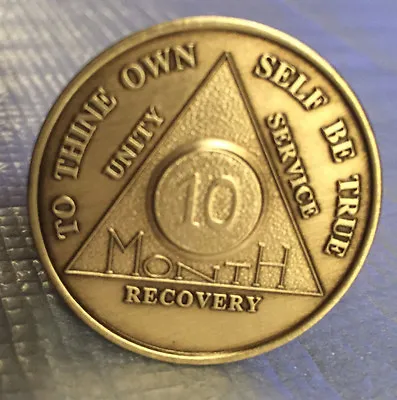 10 Month Bronze AA Medallion Alcoholics Anonymous Recovery Coin NA Chip • $6.99