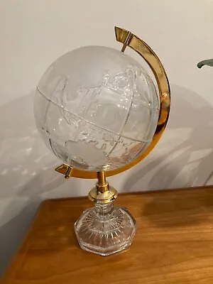 Crystal Lead Glass Earth Globe Hand Blown Made Germany Vintage 1960's Beyer • $296.25