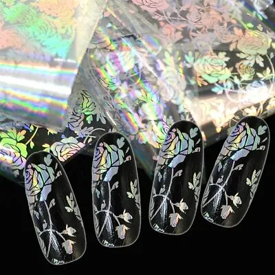 Nail Art Foil 💖 Silver Rose Holographic Nails Decor 💖 Transfer Foils Sticker • £1.90