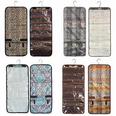Jewelry Hanging Travel Organizer Jewelry Roll Up Bag Case Storage Holder Zippers • $12.95
