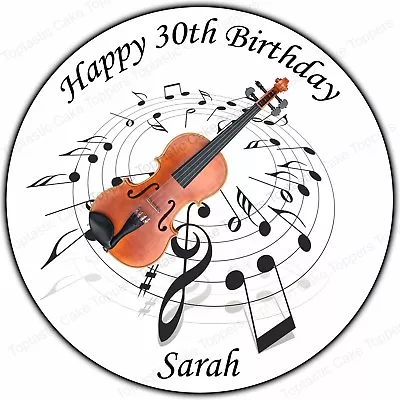 Personalised Violin Music Notes Edible Icing Birthday Party Cake Topper • £4.65