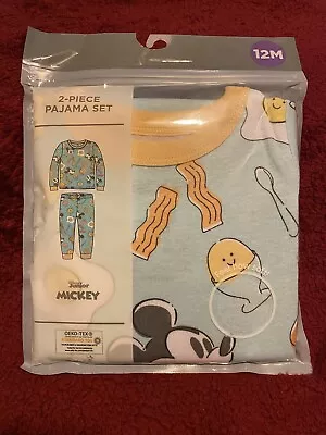 Mickey Mouse Breakfast 12m Boys Two Piece Pajamas NWT • $7