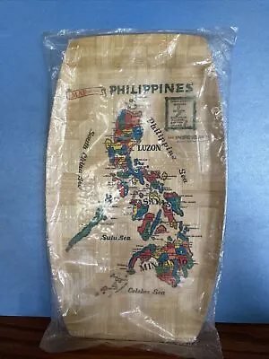 Vintage Bamboo Rectangular Serving Tray Philippines Map New In Pkg • $18.75