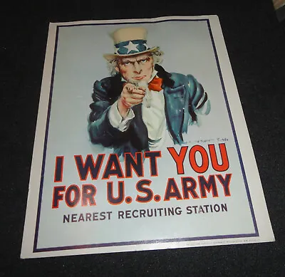 1976 Uncle Sam  I Want You For U.S. Army  Recruiting Cardboard Poster 11x14  (2) • $16.99