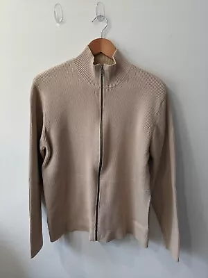 Banana Republic Mens Zip Up Cardigan Sweater Size (M) Knit Beige Jacket • $11