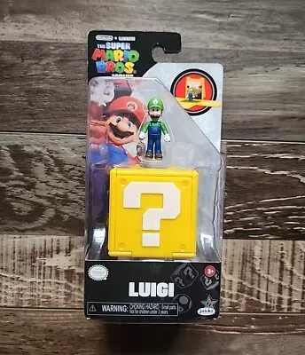 Jakks Pacific Super Mario Bros Movie Luigi 1.25  Figure & Question Block NEW • $12.59
