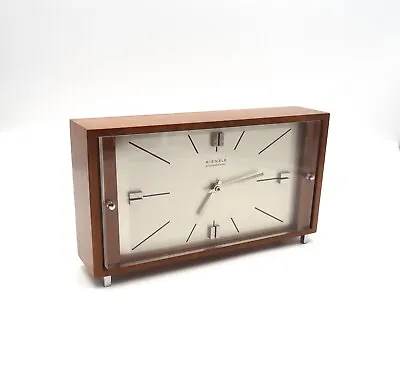  Rare Vintage 60s Mid Century Modernism Teak Desk Clock By Kienzle International • $758.74