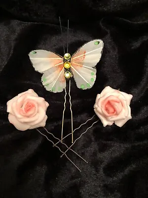 Ladies Butterfly And Roses Hair Pin Accessories • £6