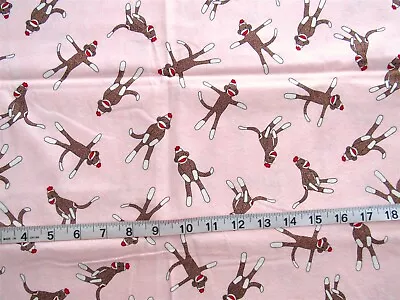 1/2 Yd X 42  Prewashed Vintage Cotton Sock Monkeys Pink Moda By Erin Michael • $6.50