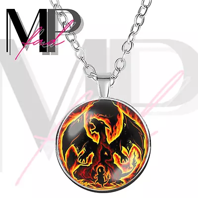 Pokemon Necklace Cabochon Silver Pendant 20  22  Cosplay EEVEELUTION CHARIZARD • $12.33