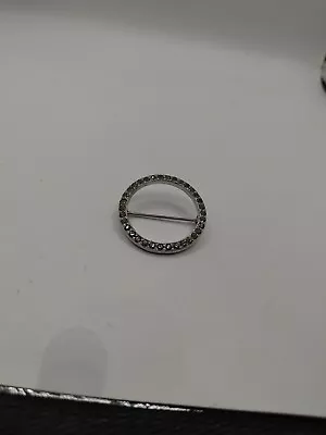 VTG  Brooch  Colorless Rhinestones Circle Silver Tone • $14.95