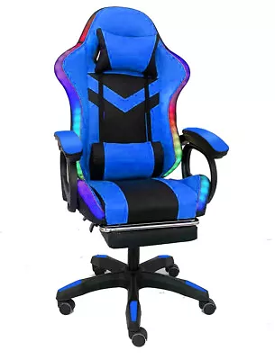 LED Gaming Chair Recliner Footrest Office Computer Executive Racer PU Seat • $101.70