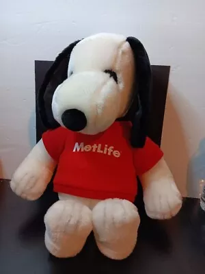 Peanuts Brand Snoopy Plush W/ Red Met Life T Shirt. Great Condition. 19  Tall. • $8