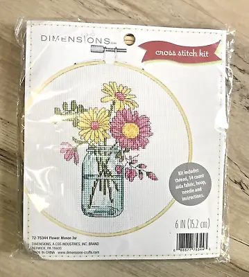 Dimensions - Cross Stitch Kit Flower Mason Jar 6  New & Sealed - Arts & Crafts • $4