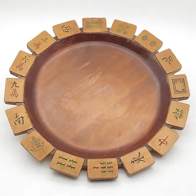 Vintage 1920s MAH JONG  Themed Wood Tray Antique Mah-Jongg Tile Motif 12  Bowl • $170