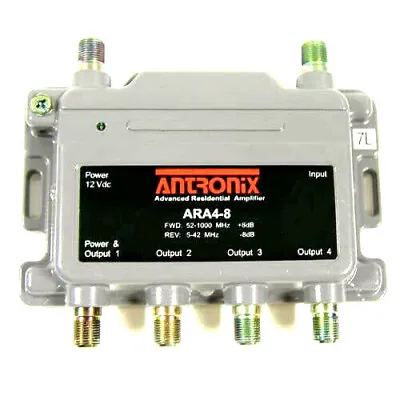 CATV RF ANTENNA AMPLIFIER With 4-Port Distribution Plus Power Inserter • $99