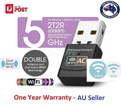 $12.99 • Buy Dual Band 600Mbps USB WiFi Wireless Dongle AC600 Lan Network Adapter 2.4GHz 5GHz