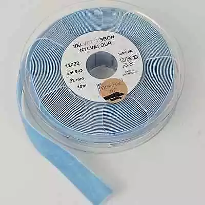 New On Spool Frost Blue Velvet Ribbon 7/8 X 8 Yards Trimming Decor Sewing Crafts • $14