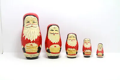 5x 1950 - 1960 Vintage SANTA CLAUS FATHER CHRISTMAS Russian Nesting Dolls- Rare! • £64