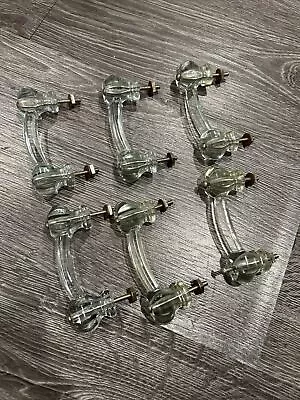 Vintage Glass Cabinet Handle 4 1/8  Lot Of 6 Drawer Pull With Hardware • $46